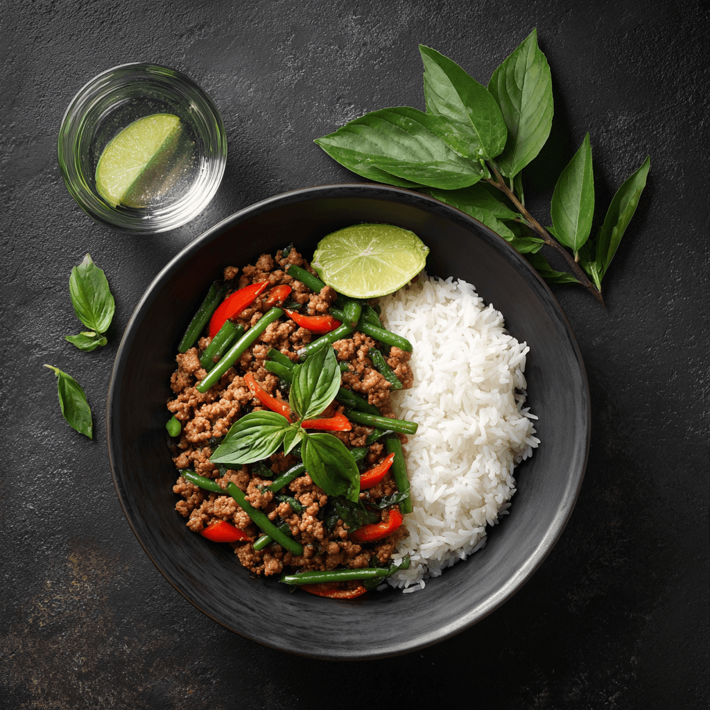Porc sauté thaï au basilic (pad krapow)