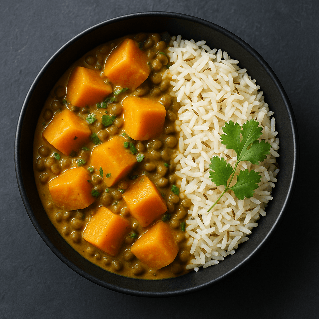 Curry de courge et lentilles