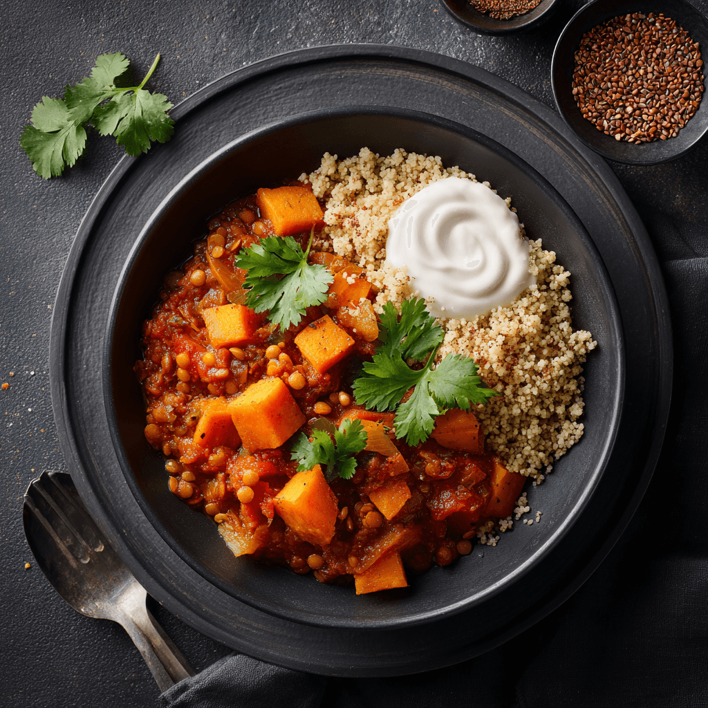 Tajine d'été patate douce & lentilles corail