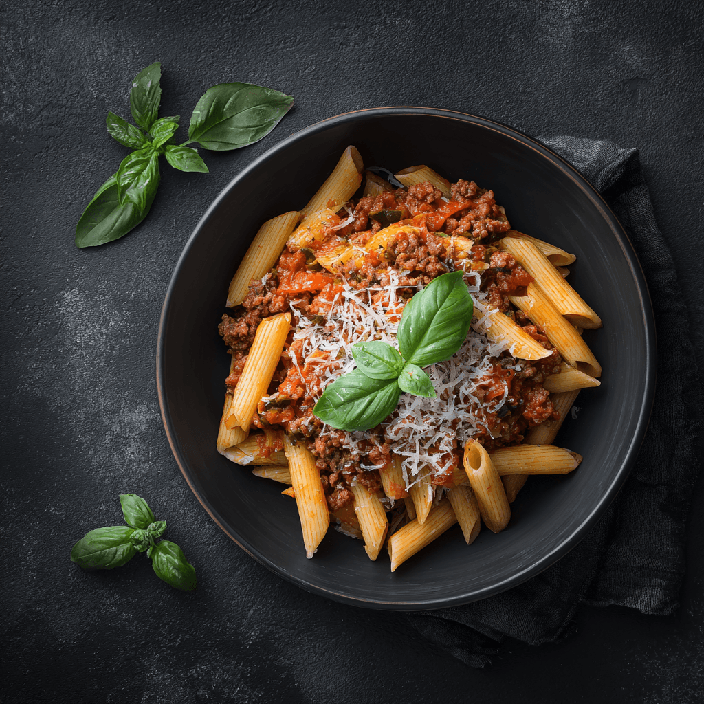Penne protéinées bolognaise d'été