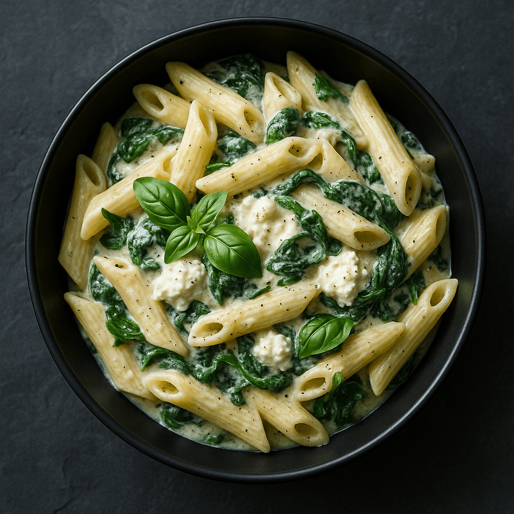 Penne à la Ricotta et Épinards