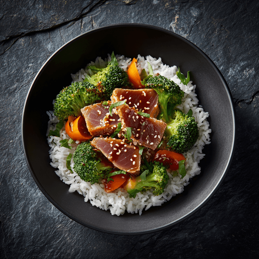 Thon teriyaki, riz & légumes wok