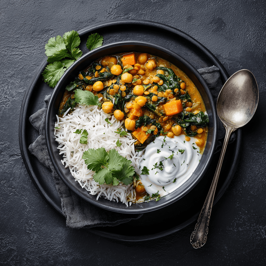 Curry de patate douce & pois chiches au coco