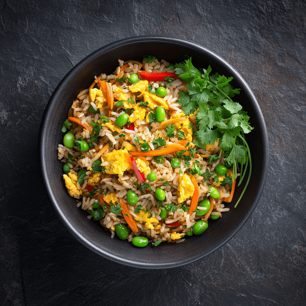 Riz sauté aux œufs & edamame