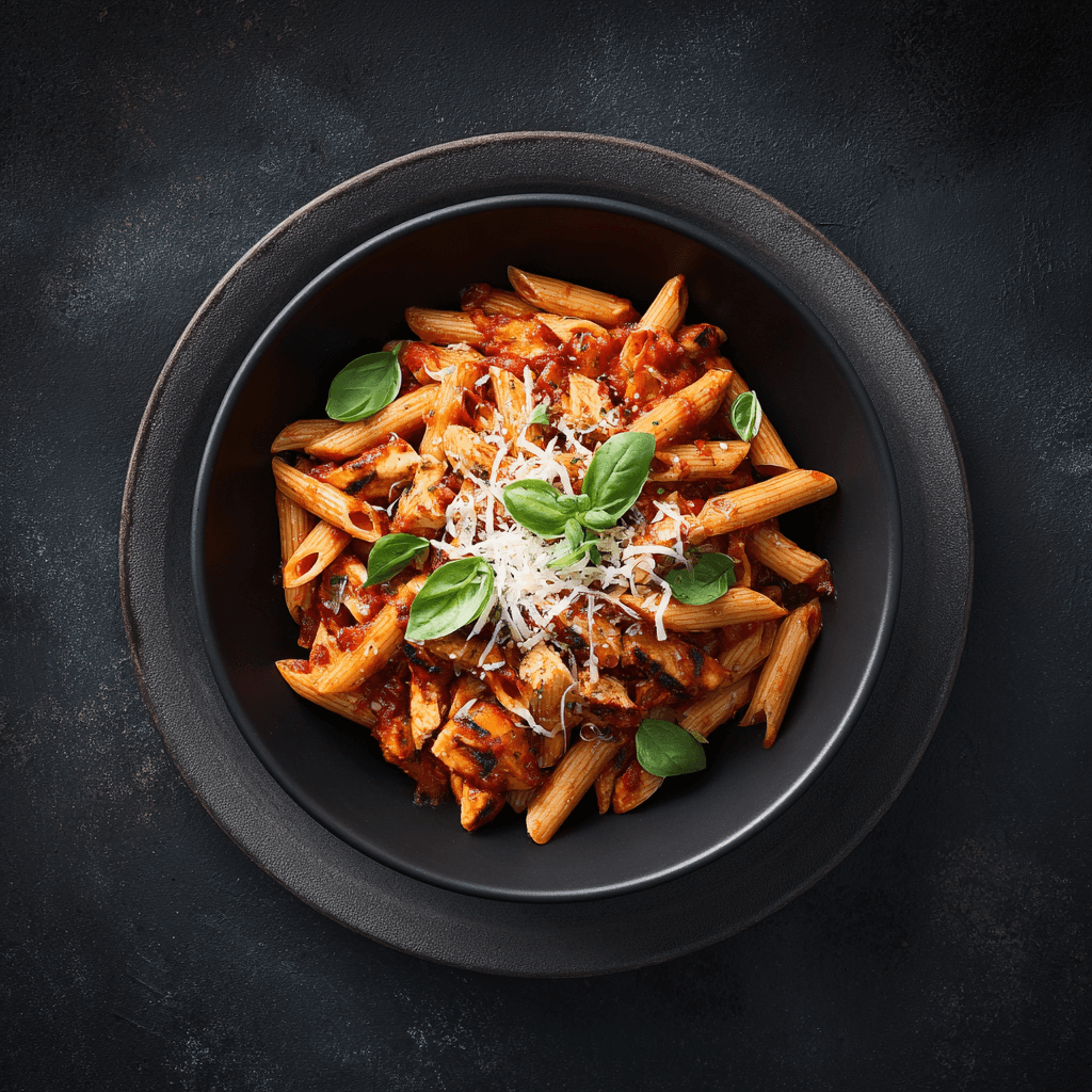 Penne protéinées arrabiata & poulet