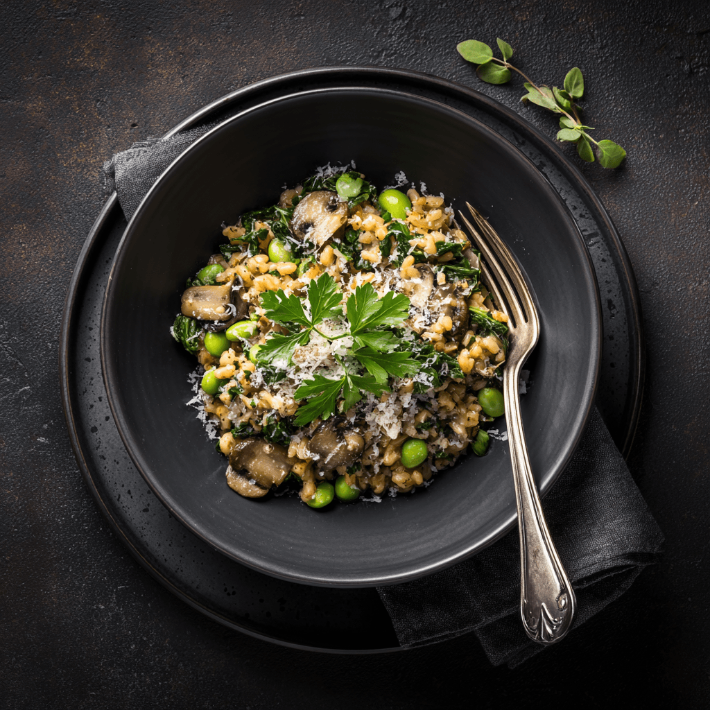 Orzotto d'orge aux champignons