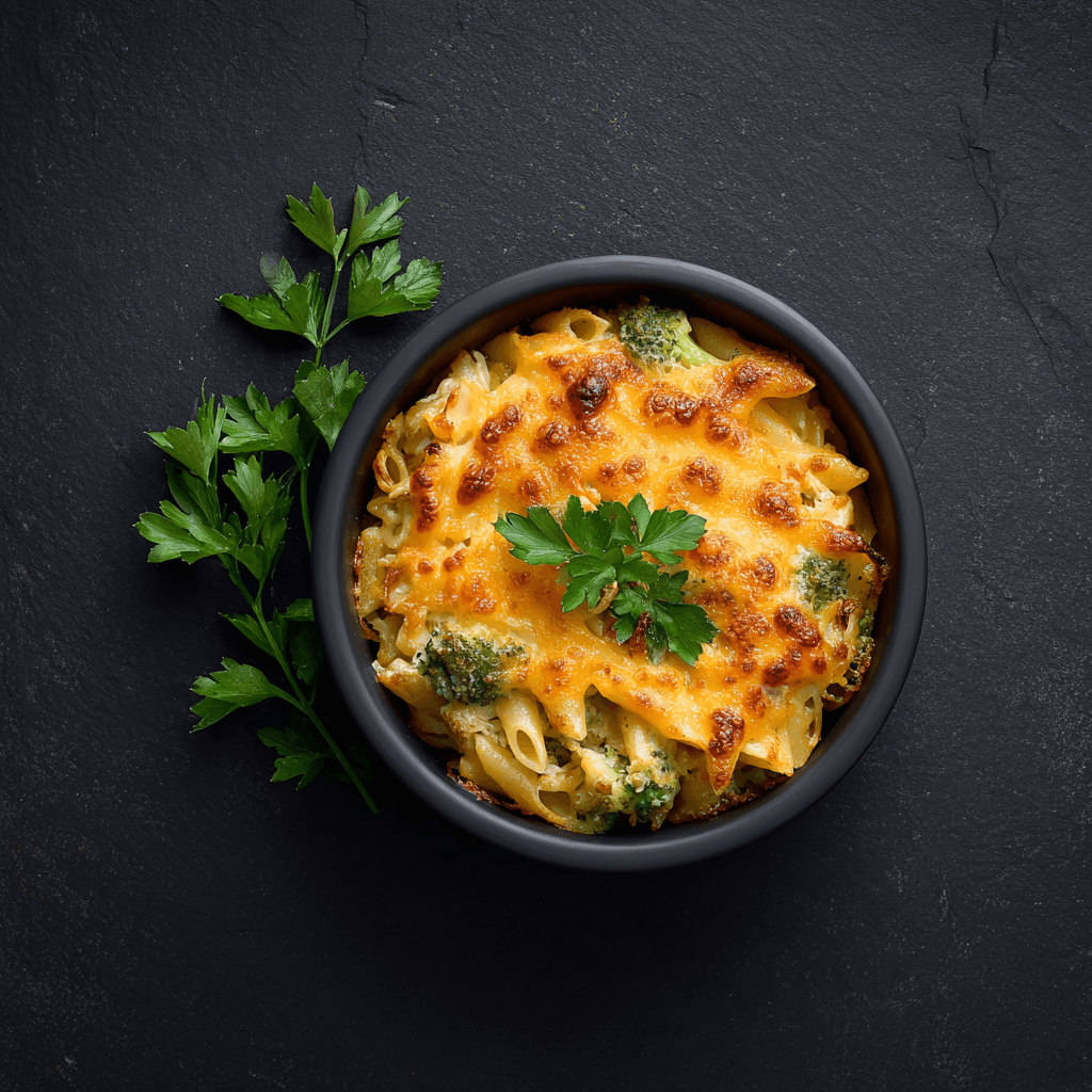 Gratin de pâtes au thon & brocoli